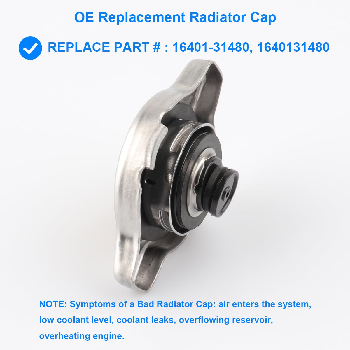 Radiator Cap Replace 16401-31480 1640131480 Compatible with Toyota Lexus - 4Runner Avalon Camry FJ Cruiser Highlander Sequoia Sienna Tacoma Tundra Venza Yaris ES350 GS300 GS430 GX460 RX350 SC430, More