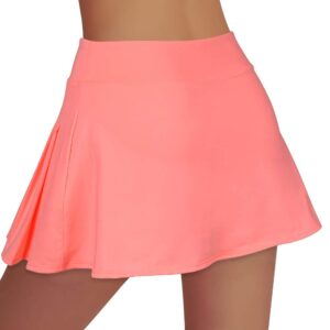 Rainbow Tree Women's Golf Skirt Tennis Skort Pleated with Side Inner Pockets Indoor Exercise,Runs Large (Pink Orange, L)