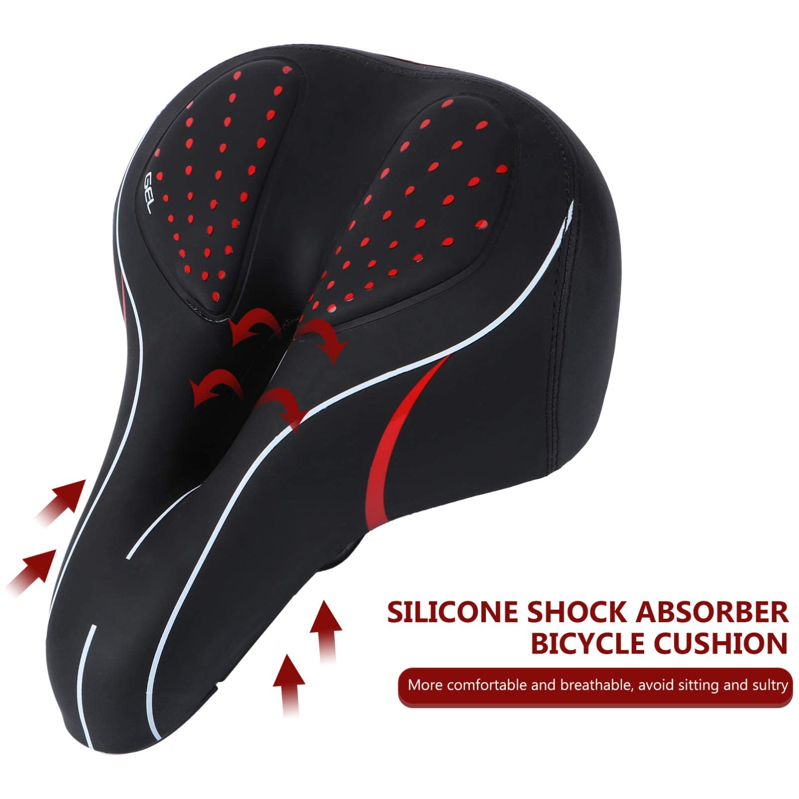 Comfort Bike Seat - Soft Mountain Bike Seat Cushion Reflector Silicone Bike Saddle Mountain Bike Saddle Absorbing for Outdoor Bike Sporting