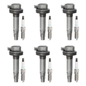 vplus set of 6 ignition coils pack uf553 7t4z-12029-e & spark plugs 5019 ltr5gp compatible with ford flex taurus edge lincoln mks mkt mkz mkx mercury sable 3.5l 3.7l v6