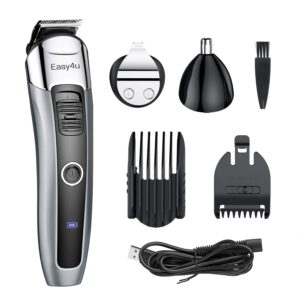 easy4u beard trimmer for men - waterproof cordless hair clippers hair trimmer nose ear facial groomer, led display usb rechargeable multifunctional all-in-one trimmer