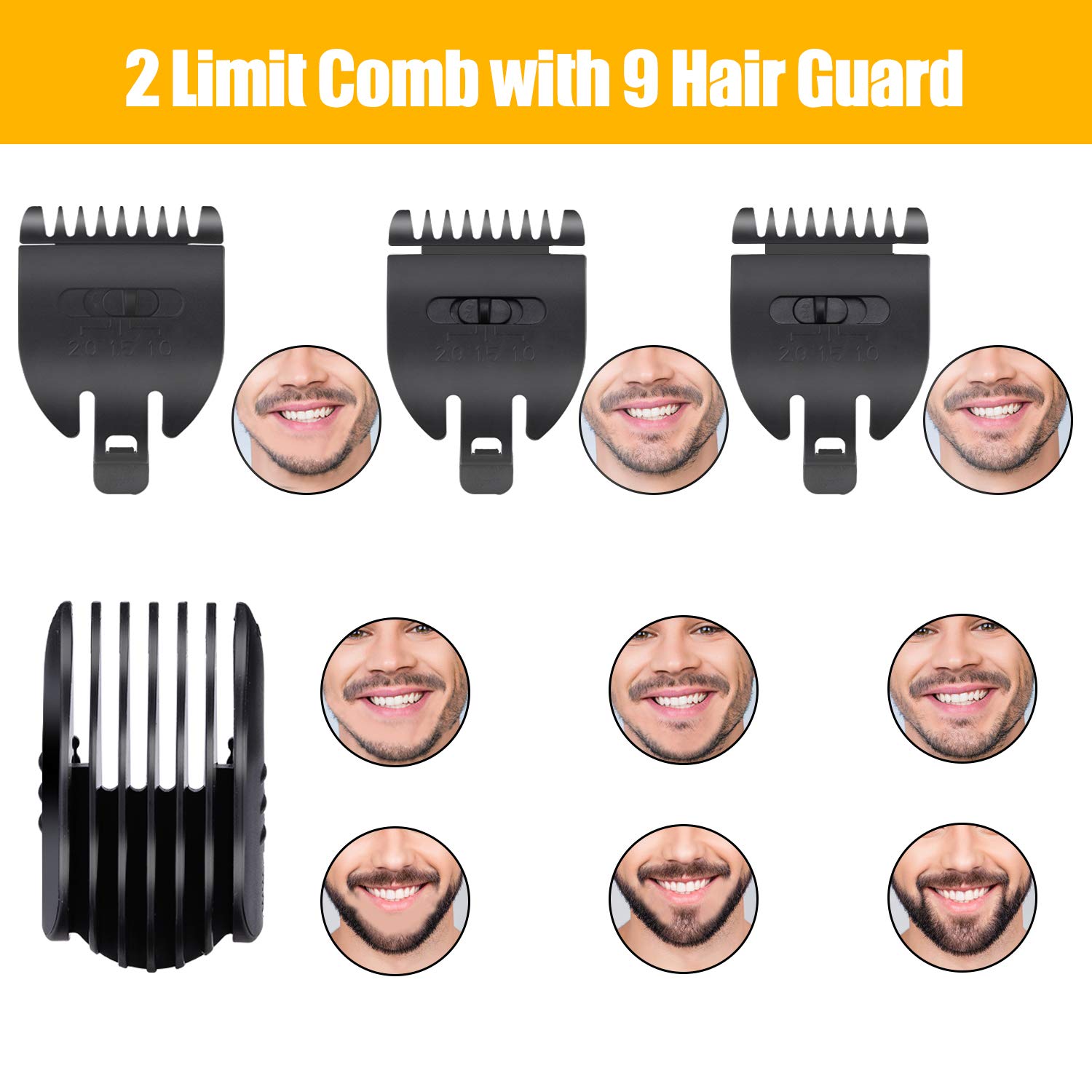 Easy4U Beard Trimmer for Men - Waterproof Cordless Hair Clippers Hair Trimmer Nose Ear Facial Groomer, LED Display USB Rechargeable Multifunctional All-in-One Trimmer