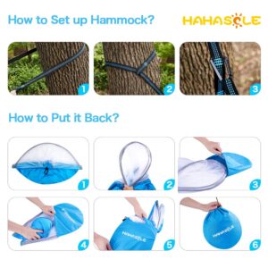 HAHASOLE Camping Hammock with Mosquito Net - Includes Tree Straps & Carabiners - Ripstop Nylon Lightweight & Portable Travel Bed Set with Bug Net for Hiking Backpacking Beach, Easy Setup Outdoor Gear