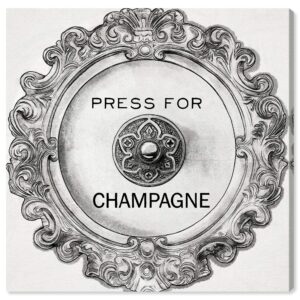 wynwood studio drinks and spirits wall art canvas prints 'press round' champagne home décor, 20" x 20", gray, white