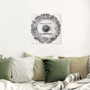 Wynwood Studio Drinks and Spirits Wall Art Canvas Prints 'Press Round' Champagne Home Décor, 20" x 20", Gray, White