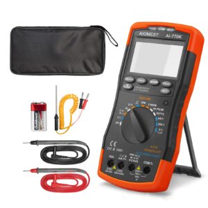 aiomest ai-770k automotive digital multimeter engine analyzer,true-rms 6000 count dmm meter for dwell angle, rpm, injection pulse,ac/dc amps volt ohm temperature multi-tester
