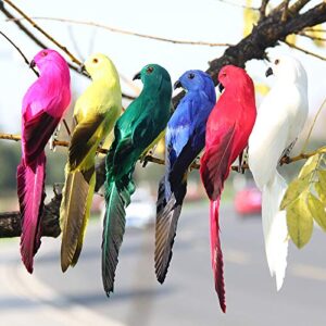 LWINGFLYER 2pcs 7.8" Artificial Parrot Foam Feathered Parrot Clip on Bird for Shoulder Prop Pirate Costume Decoration Christmas Tree Ornament Modern Home Garden Decor (Green Yellow)