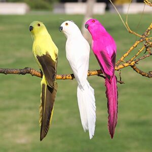 LWINGFLYER 2pcs 7.8" Artificial Parrot Foam Feathered Parrot Clip on Bird for Shoulder Prop Pirate Costume Decoration Christmas Tree Ornament Modern Home Garden Decor (Green Yellow)