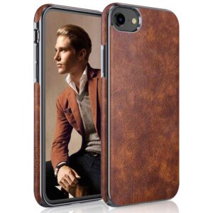 lohasic iphone se 3 case (2022), iphone se case, iphone 7/iphone 8 case, slim leather luxury soft flexible bumper non-slip grip shockproof protective cover cases for iphone 7/8/se2 se 3 - brown