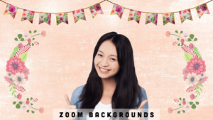 pink floral banner zoom background for teachers