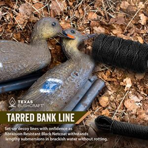 Texas Bushcraft Tarred Bank Line Twine - #36 Black Nylon String for Fishing, Camping and Outdoor Survival – Strong, Weather Resistant Bankline Cordage for Trotline (1/4 lb, Twisted)