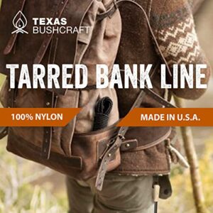 Texas Bushcraft Tarred Bank Line Twine - #36 Black Nylon String for Fishing, Camping and Outdoor Survival – Strong, Weather Resistant Bankline Cordage for Trotline (1/4 lb, Twisted)