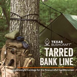 Texas Bushcraft Tarred Bank Line Twine - #36 Black Nylon String for Fishing, Camping and Outdoor Survival – Strong, Weather Resistant Bankline Cordage for Trotline (1/4 lb, Twisted)