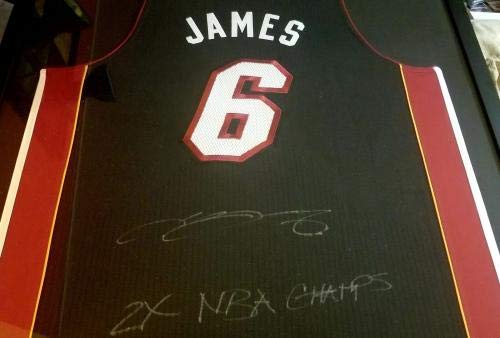 Lebron James Miami Heat Signed Jersey Uda Coa Inscribed 2x Champs Auto #/50 - Autographed NBA Jerseys