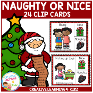 naughty or nice christmas clip cards