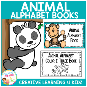 animal alphabet interactive book & animal alphabet color & trace book