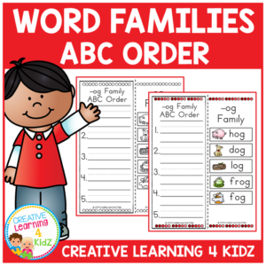 word family abc order worksheets 25 word families
