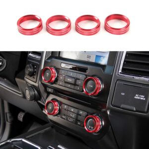 keptrim for f150 air conditioner switches ac vol knob ring button trim for ford f150 xlt 2015 2016 2017 2018 2019 2020, red aluminum, 4pcs (not for 2021 2022)