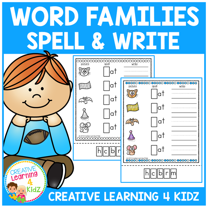 Word Family Spell & Write Worksheets 25 Word Families