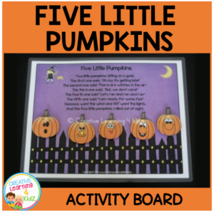 five little pumpkins activity board