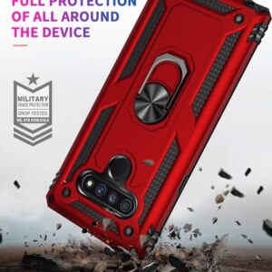 YZOK Compatible with LG Stylo 6 Case,with HD Screen Protector,Military Grade Protective Phone Case with 360 Degree Rotating Metal Ring, Holder Kickstand Cover Case for LG Stylo 6 (Red)