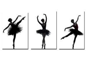 ty-pic2020 ballet girl painting posters canvas painting yoga room ballet dancers wall art pictures girls room women bedroom decor colour：black and white set of 3（11.8"x15.75"）【no frame】