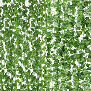 84ft artificial vines with leaves fake ivy foliage flowers hanging garland 12pcs individual strands artificial tropical leaves,home party wall garden wedding decors indoor outdoor