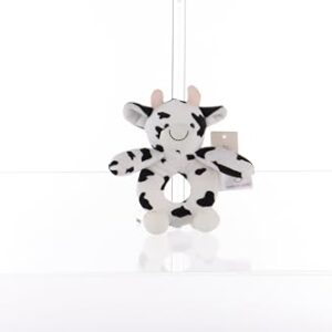 Apricot Lamb Baby Cow Soft Rattle Toy, Plush Stuffed Animal for Newborn Soft Hand Grip Shaker Over 0 Months (Cow, 6 Inches)