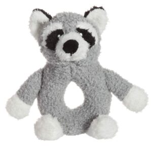 apricot lamb baby raccoon soft rattle toy, plush stuffed animal for newborn soft hand grip shaker over 0 months (raccoon, 6 inches)