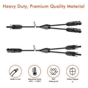 Kit for Connecting 2 Solar Panels in Parallel, Heavy Duty 25A Solar Panel Parallel Connectors, Solar Y Branch Plug Wire Cables (M/FF and F/MM)