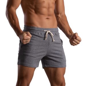 asliman men's pajama shorts sweat gym workout running athletic short pants dark grey