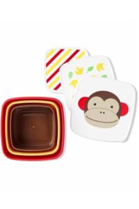 skip hop toddler snack container set, zoo snack box set, monkey, 3 pack