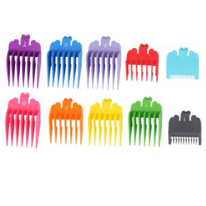 Harapu 10 Pcs Colorful Professional Hair Clipper Combs Guides 1/16” to 1”,Attachment Guide Combs Replacement Guards Set for WahI Clippers/Trimmers