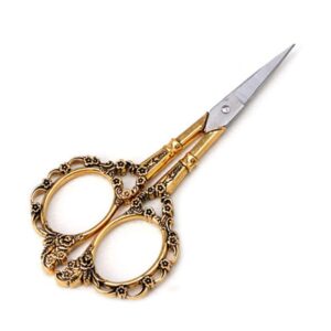 professional manicure scissors, ebanku vintage stainless steel cuticle precision beauty grooming for nail, facial hair, eyebrow, eyelash, nose hair (gold)
