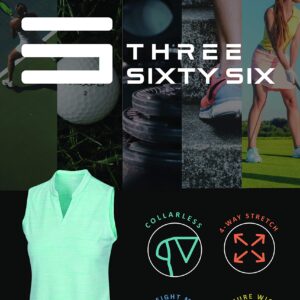 Three Sixty Six Women’s Collarless Golf Polo Shirt - Dry Fit, Breathable, Compression Golf Tops Coral Pink