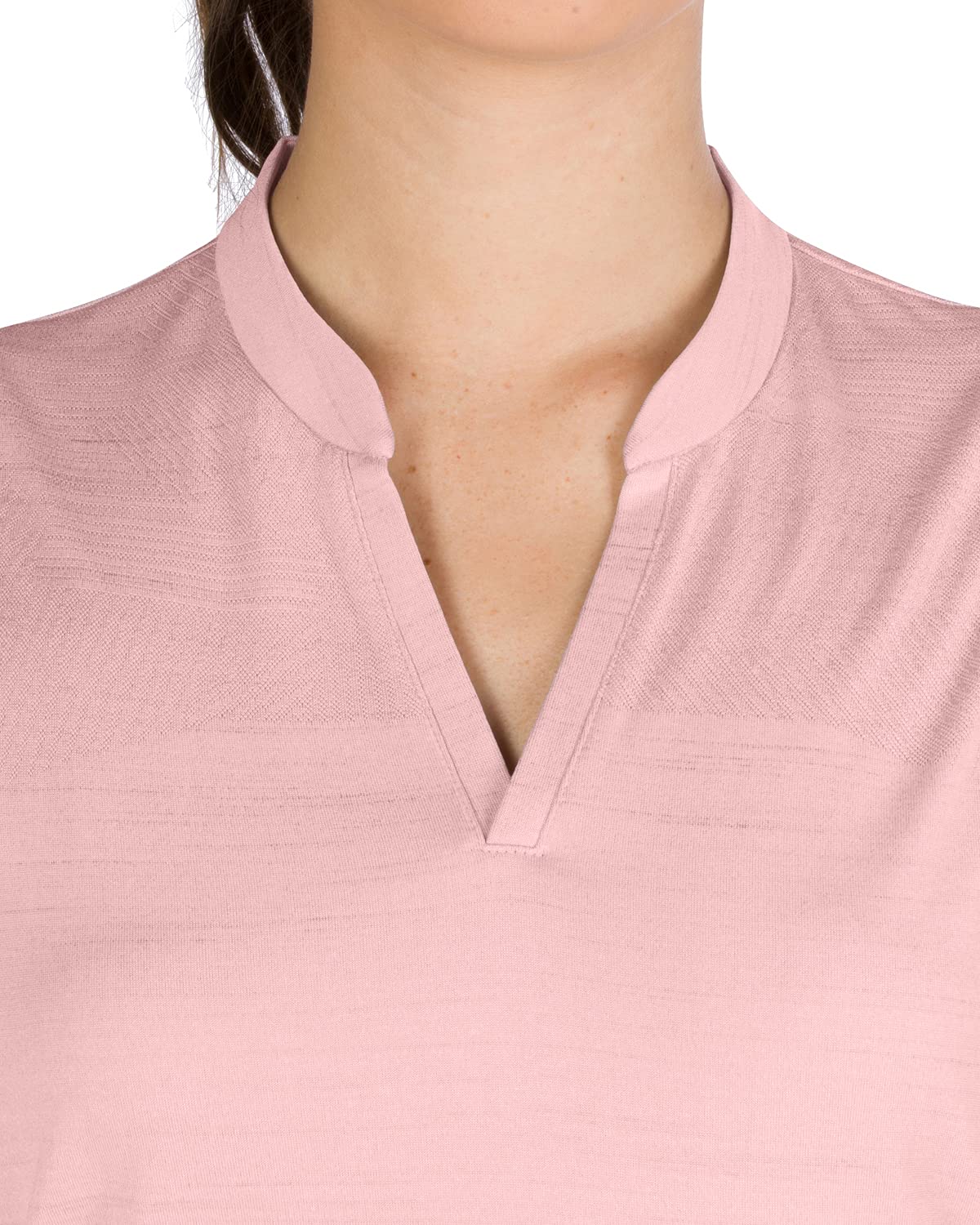 Three Sixty Six Women’s Collarless Golf Polo Shirt - Dry Fit, Breathable, Compression Golf Tops Coral Pink