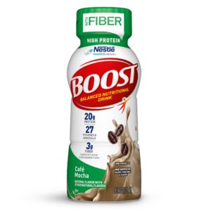 boost high protein with fiber complete nutritional drink, cafe mocha, 8 fl oz bottle, 24 pack