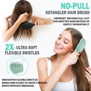 Fiora Naturals Hair Detangling Brush -100% Bio-Friendly Detangler hair brush w/Ultra-soft Bristles- Glide Through Tangles with Ease - For Curly, Stright, Women, Men, Kids, Toddlers, Wet and Dry Hair