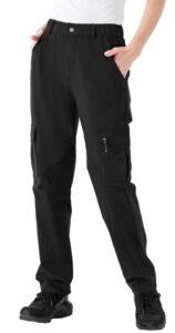 rdruko women's hiking cargo pants lightweight water-resistant quick dry upf 50+ travel work pants zipper pockets black large