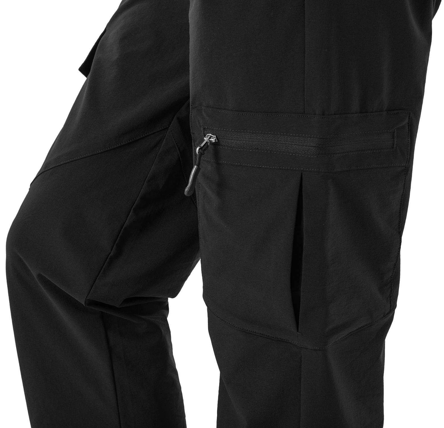 Rdruko Women's Hiking Cargo Pants Lightweight Water-Resistant Quick Dry UPF 50+ Travel Work Pants Zipper Pockets Black Large