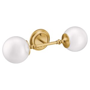 moen yb0562bg colinet 2-light dual-mount bath bathroom vanity fixture with frosted glass, brushed gold