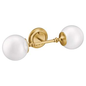 Moen YB0562BG Colinet 2-Light Dual-Mount Bath Bathroom Vanity Fixture with Frosted Glass, Brushed Gold