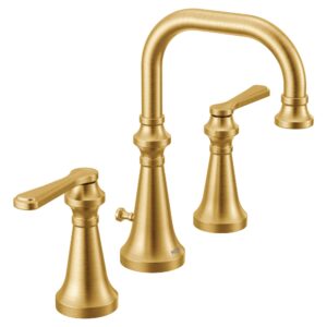moen ts44102bg colinet traditional two widespread high-arc bathroom faucet with lever handles valve required, brushed gold