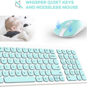 SOOOO Wireless Keyboard and Mouse Combo, Ultra Thin Quiet Portable Wireless Keyboard and 2.4GHz Wireless Mouse with Nano USB Receiver for Windows Laptop PC Notebook (White(Blue Keys))