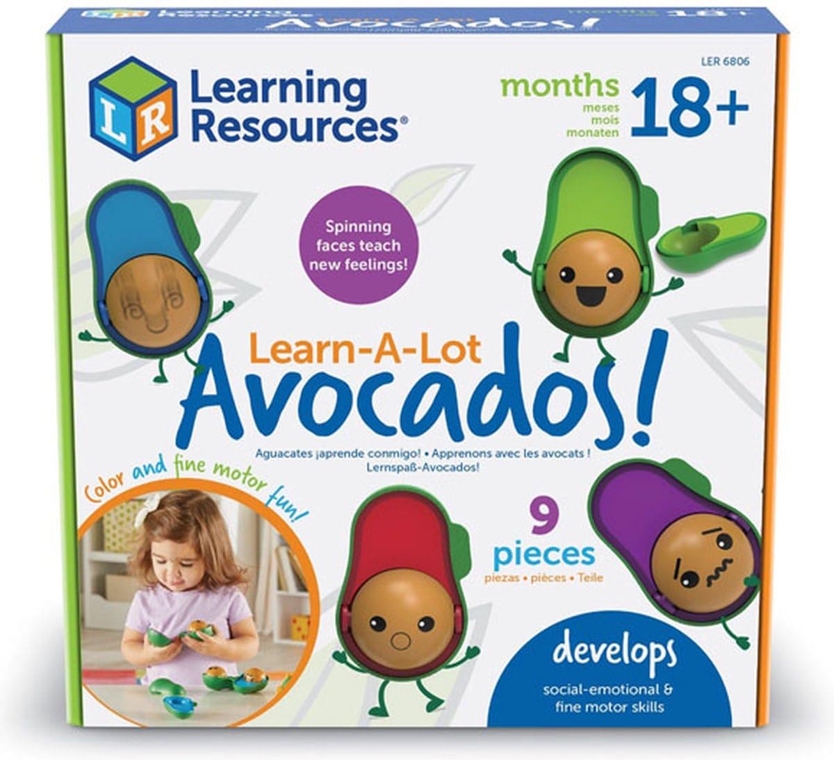 Learning Resources Learn-A-Lot Avocados - 9 Pieces, Ages 18+ months Toddler Social Emotional Learning Toys, Develops Fine Motor Skills, Toddler Learning Toys