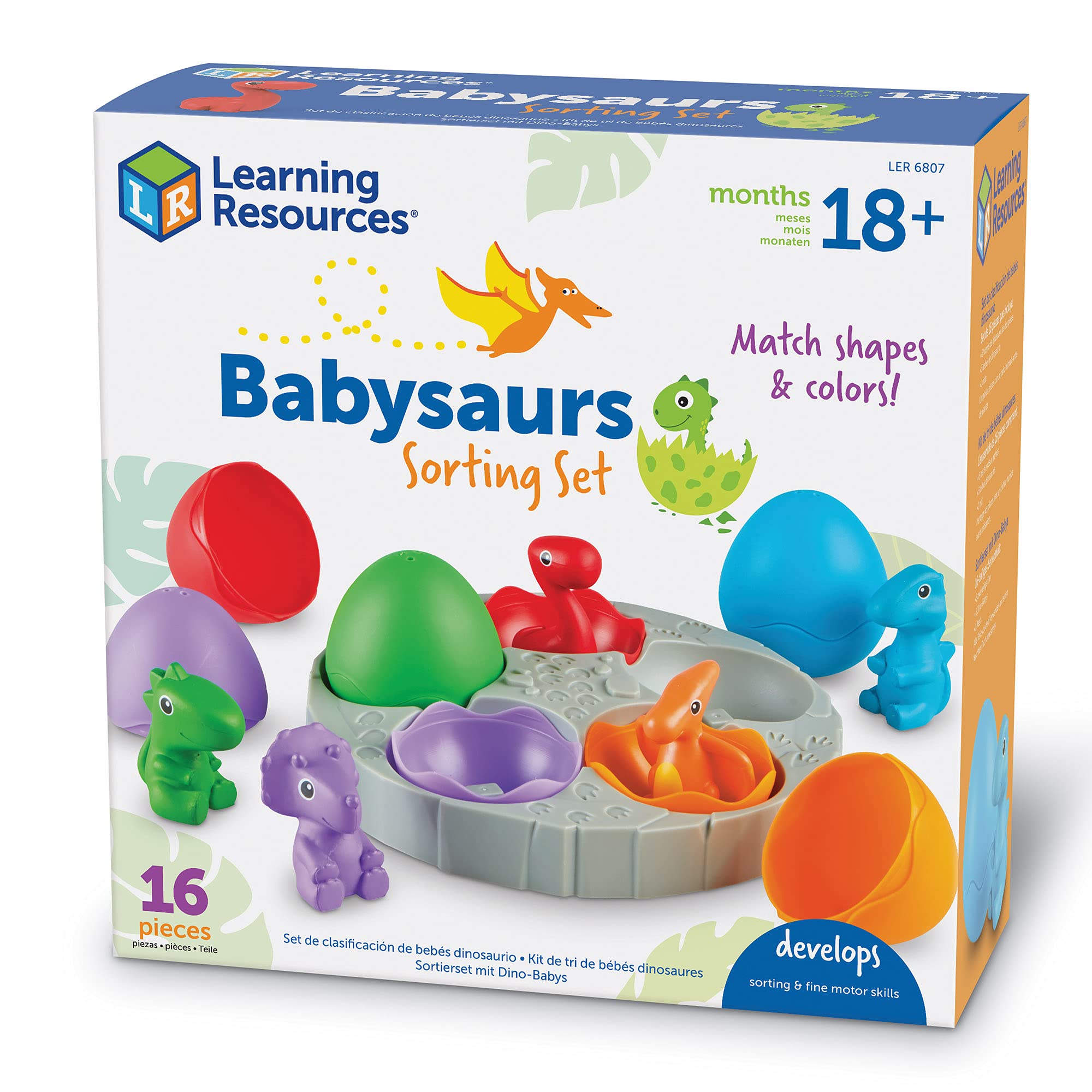 Learning Resources Babysaurs Sorting Set - 16 Pieces, Ages 18+ months Dinosaurs for Toddlers, Dinosaurs Action Figure Toys, Kids' Play Dinosaur and Prehistoric Creature Figures