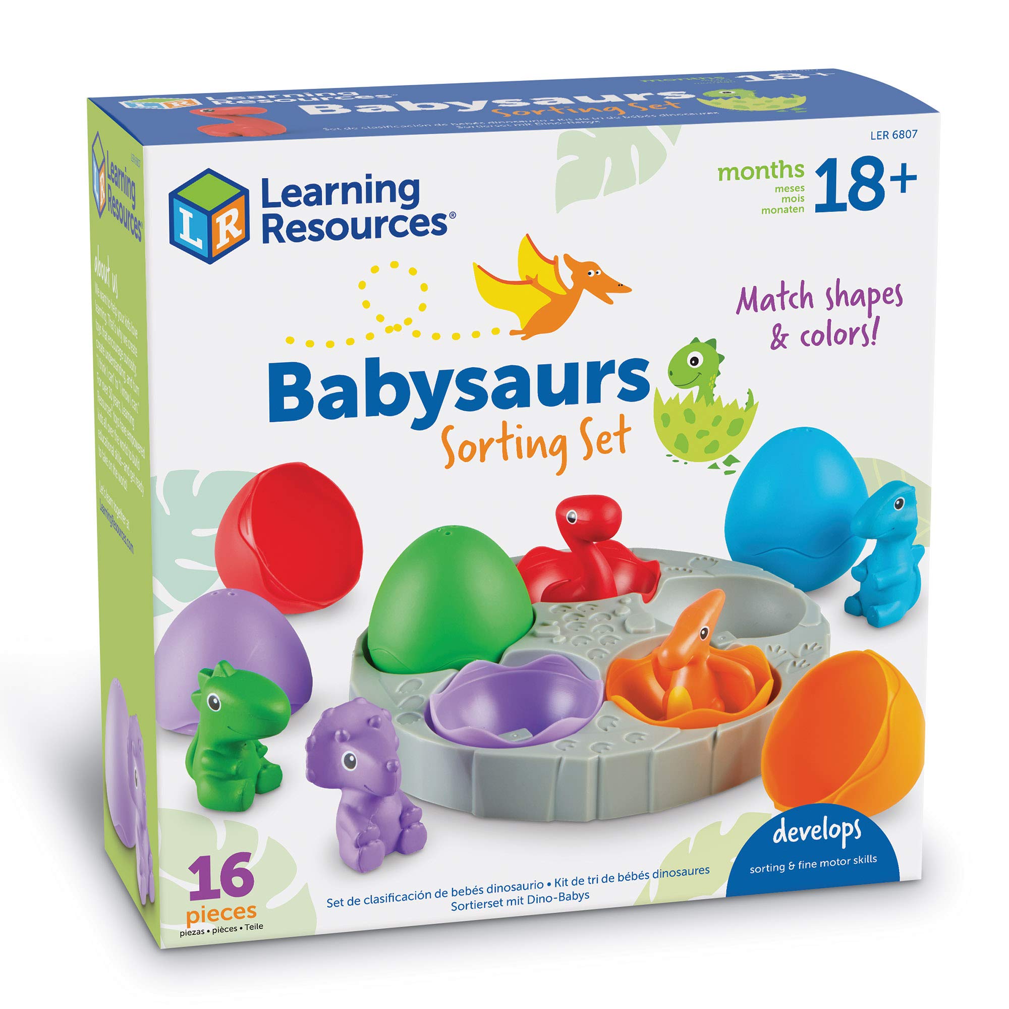 Learning Resources Babysaurs Sorting Set - 16 Pieces, Ages 18+ months Dinosaurs for Toddlers, Dinosaurs Action Figure Toys, Kids' Play Dinosaur and Prehistoric Creature Figures