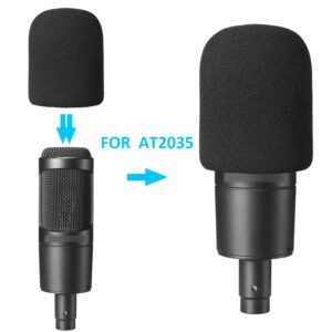 SUNMON AT2035 Windscreen Cover - Perfect Mic Pop Filter Foam Cover for Audio Technica AT2035 Microphone into Clean Sounding