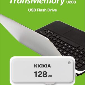 Kioxia U203 Slide TransMemory 128GB USB2.0 Flash Drive Portable Data Disk USB Stick White LU203W128GG4