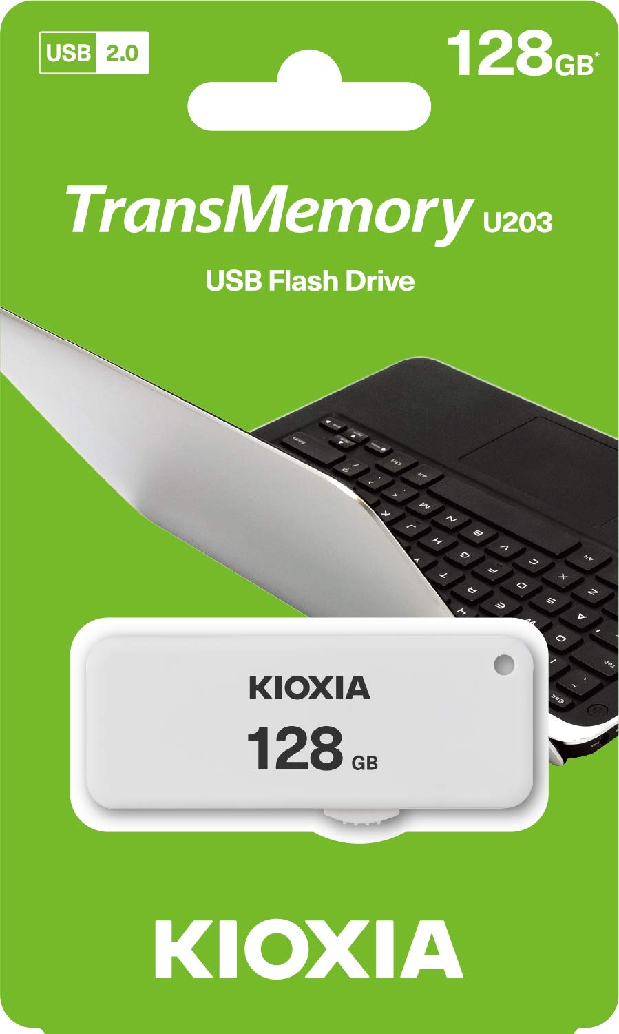 Kioxia U203 Slide TransMemory 128GB USB2.0 Flash Drive Portable Data Disk USB Stick White LU203W128GG4